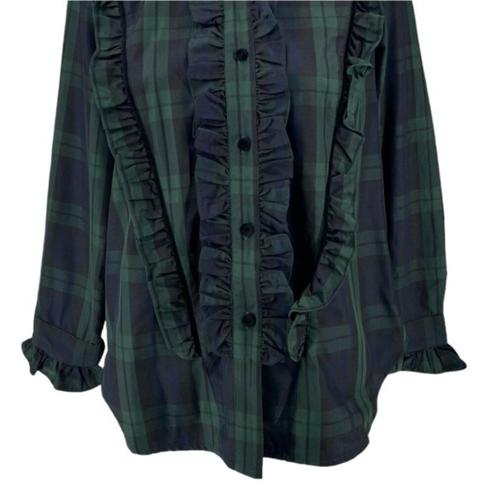 Tuckernuck | NEW Blackwatch Plaid Ruffle Reagan Button Down Size M - Picture 6 of 13